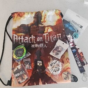 Attack on Titan Drawstring Bag with Accessories NEW Unopened!